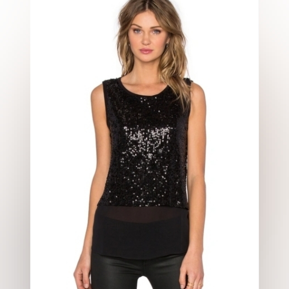 Generation Love Black Sequin Sleeveless Tank Top